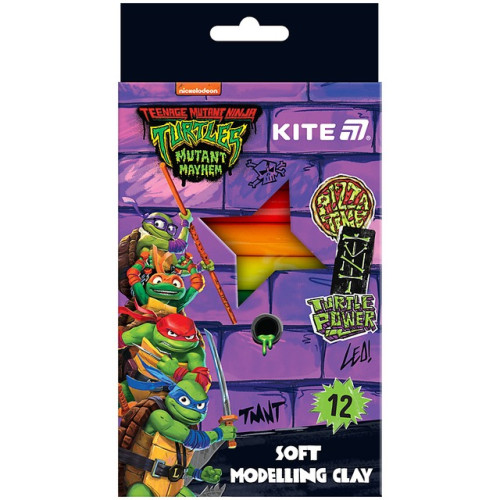 Пластилін Kite Turtles 12 кольорів 200 г (NT25-086)