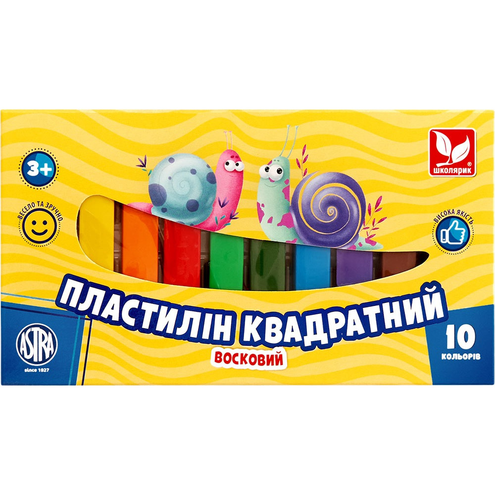 Пластилін квадратний восковий 10 кольорів