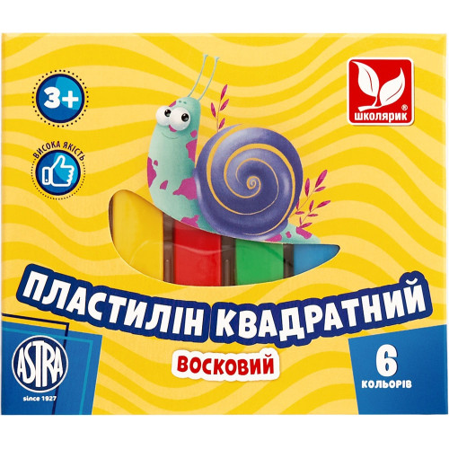 Пластилін квадратний восковий 6 кольорів