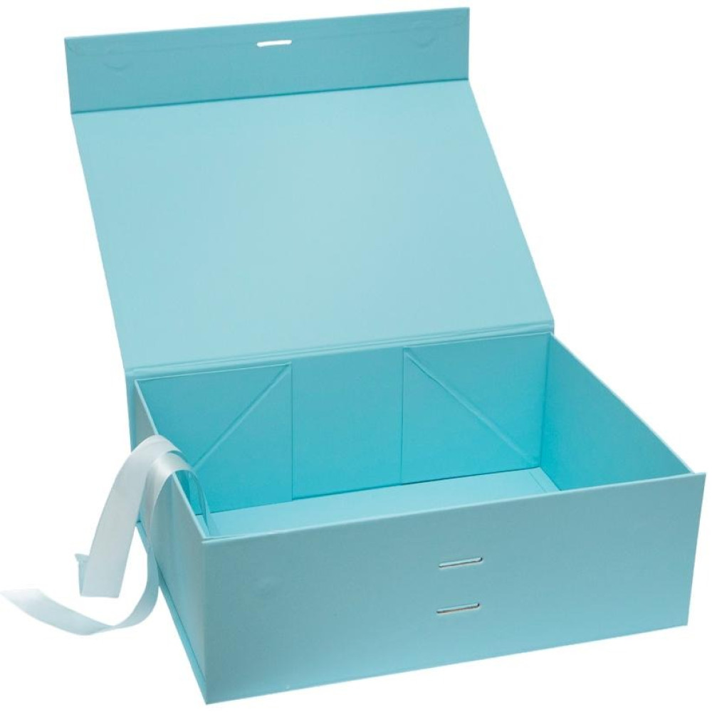 Подарункова коробка 33×25×12 см складна зі стрічкою BLUE HL-210 (124951) - 0