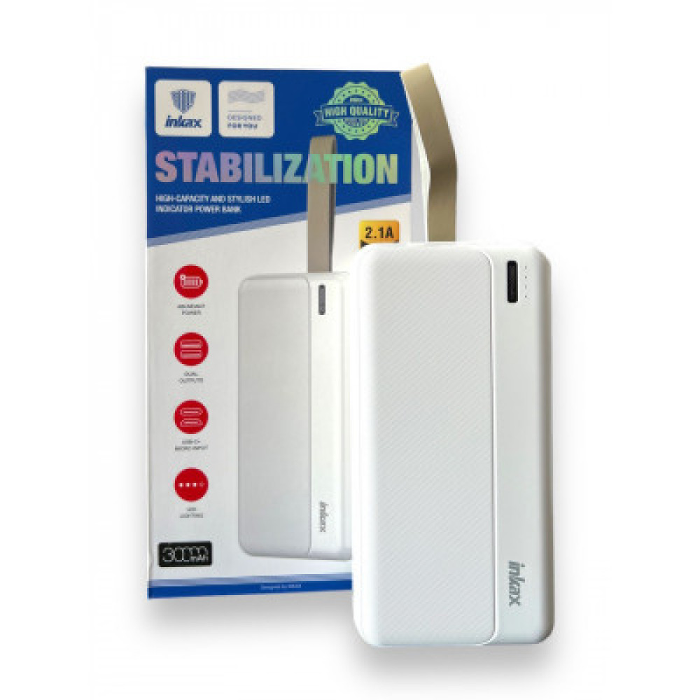 Порт. ак.- повербанк Power Bank INKAX PB-03A на 30000mAh (2,1A) (2 виходи) - 0