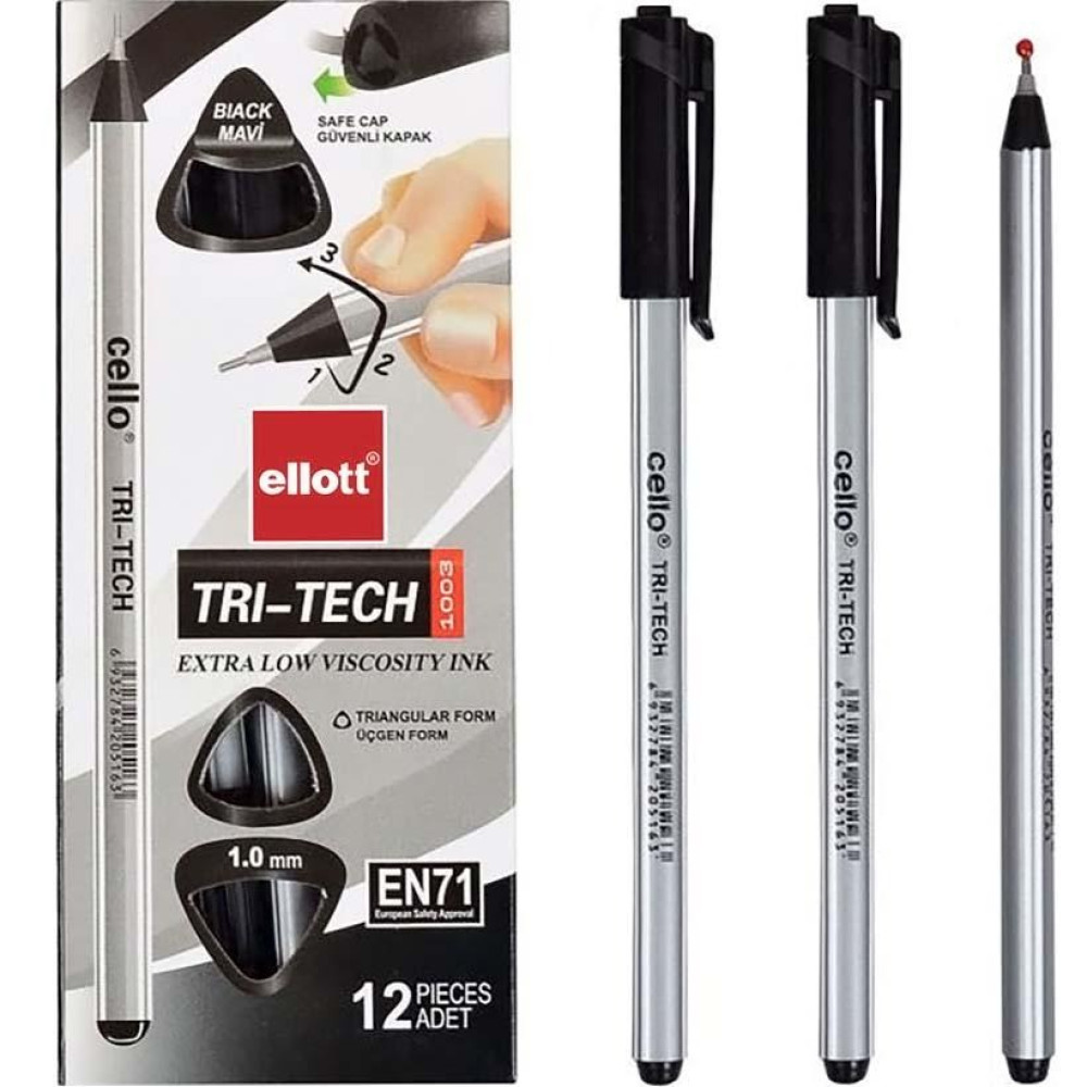 Ручка масляна "TRI-TECH" Ellott CL1003-12 Чорна