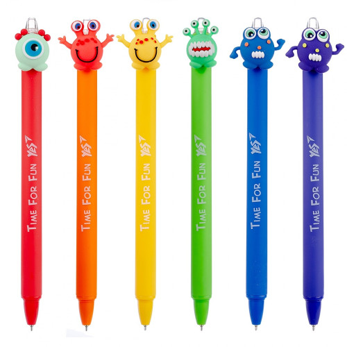 Ручка масляна YES «Funny monsters» автоматична, 0,7 мм, синя