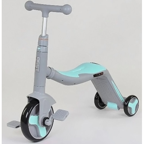 Самокат 3в1 JT 10181 Best Scooter, самокат-велобіг-велосипед, світло, 8 мелодій, колеса PU, переднє колесо d = 20 см, задні d = 11 см