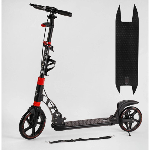 Самокат Акція двоколісний "Best Scooter" D-64585, гумовий килимок, фара, переднє колесо PU 230 мм, заднє колесо 200 мм, 2 амортизатори, дискове гальмо