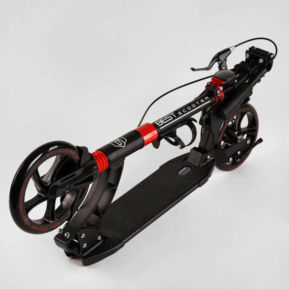 Самокат Акція двоколісний "Best Scooter" D-64585, гумовий килимок, фара, переднє колесо PU 230 мм, заднє колесо 200 мм, 2 амортизатори, дискове гальмо - 1