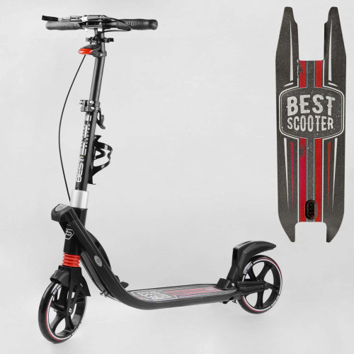 Самокат двоколісний  Акція! "Best Scooter" L-21044, фара, колеса PU 200 мм, 2 амортизатори, затискач керма, ручне гальмо, в коробці