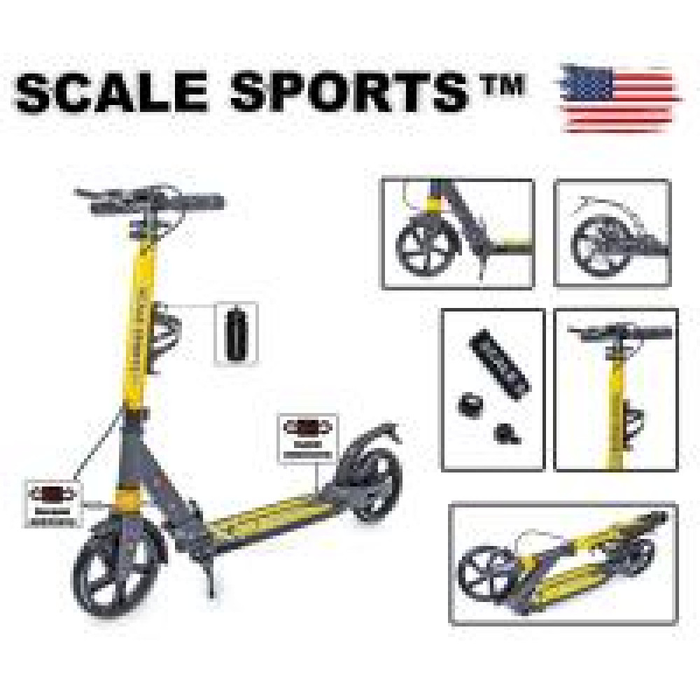 Самокат двоколісний Scale Sports SS-04 Жовтий на дискових гальмах - 0
