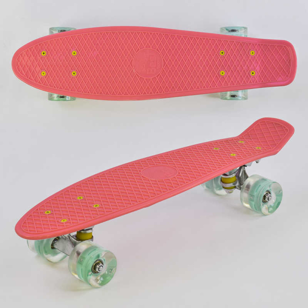 Скейт Пенні борд 0440 Best Board, кораловий, дошка = 55 см, колеса PU зі світлом, діаметр 6 см - 1