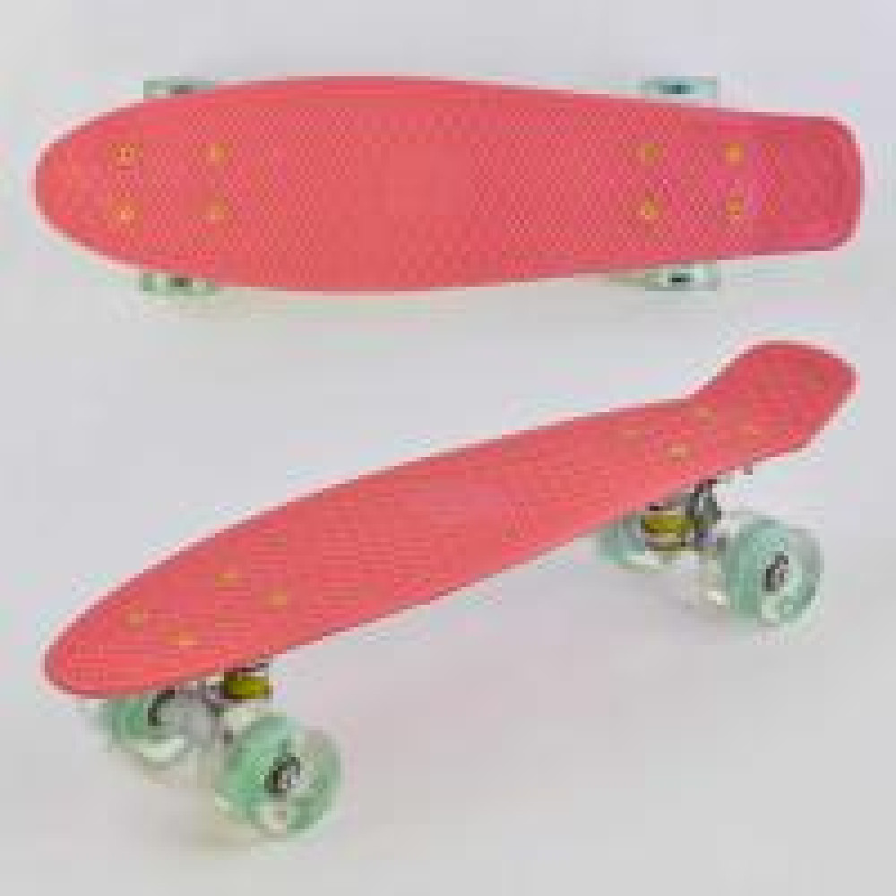 Скейт Пенні борд 0440 Best Board, кораловий, дошка = 55 см, колеса PU зі світлом, діаметр 6 см - 0