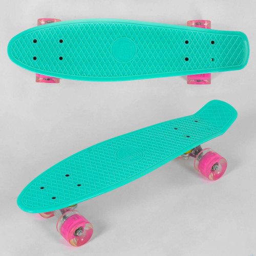Скейт Пенні борд 6060 Best Board, бірюзовий, світло, дошка = 55 см, колеса PU d = 6 см