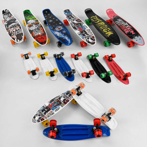 Скейт Пенні борд S 00164 Best Board, 6 видів, колеса PU, d = 6 см, світяться