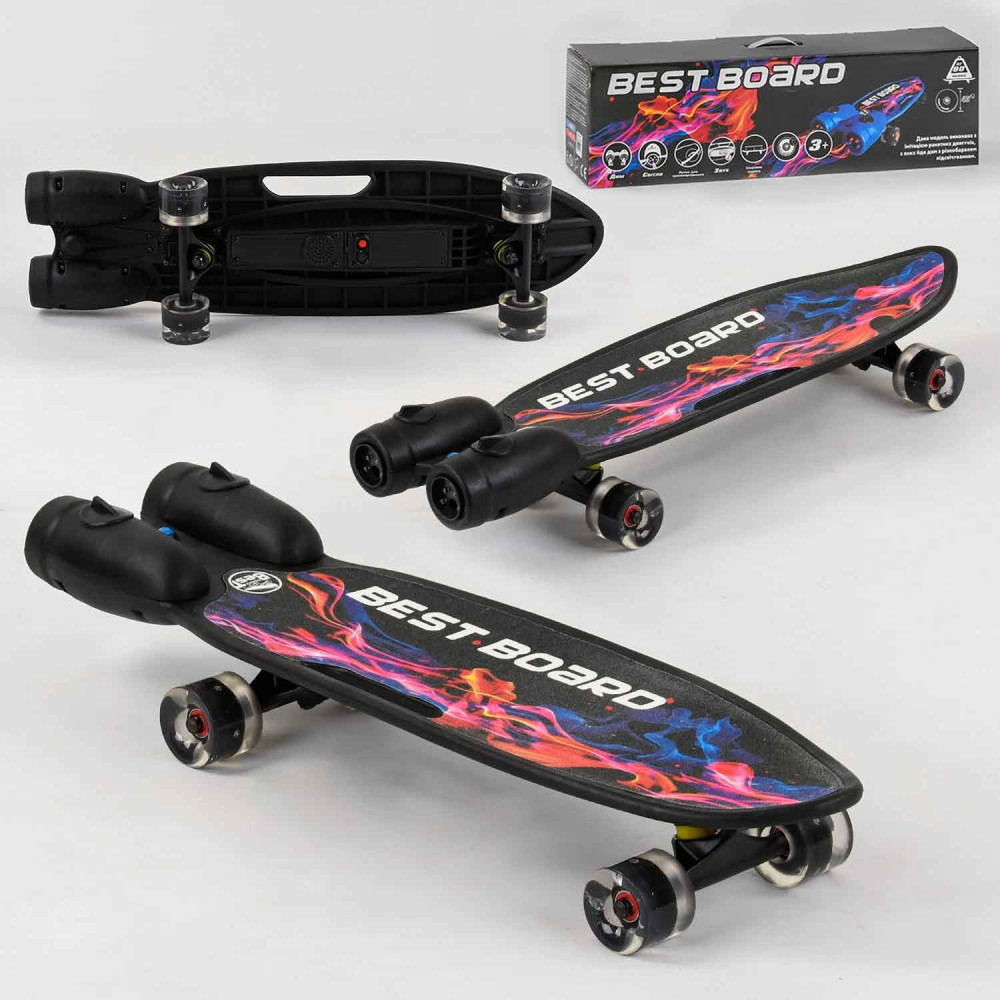 Скейтборд S-00501 Best Board з музикою і димом, USB зарядка, акумуляторні батареї, колеса PU зі світлом 60×45 мм
