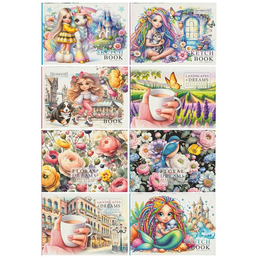 Скетчбук 7БЦ 20x14,3см, 24 аркуші, 100г/м2, матова ламінація