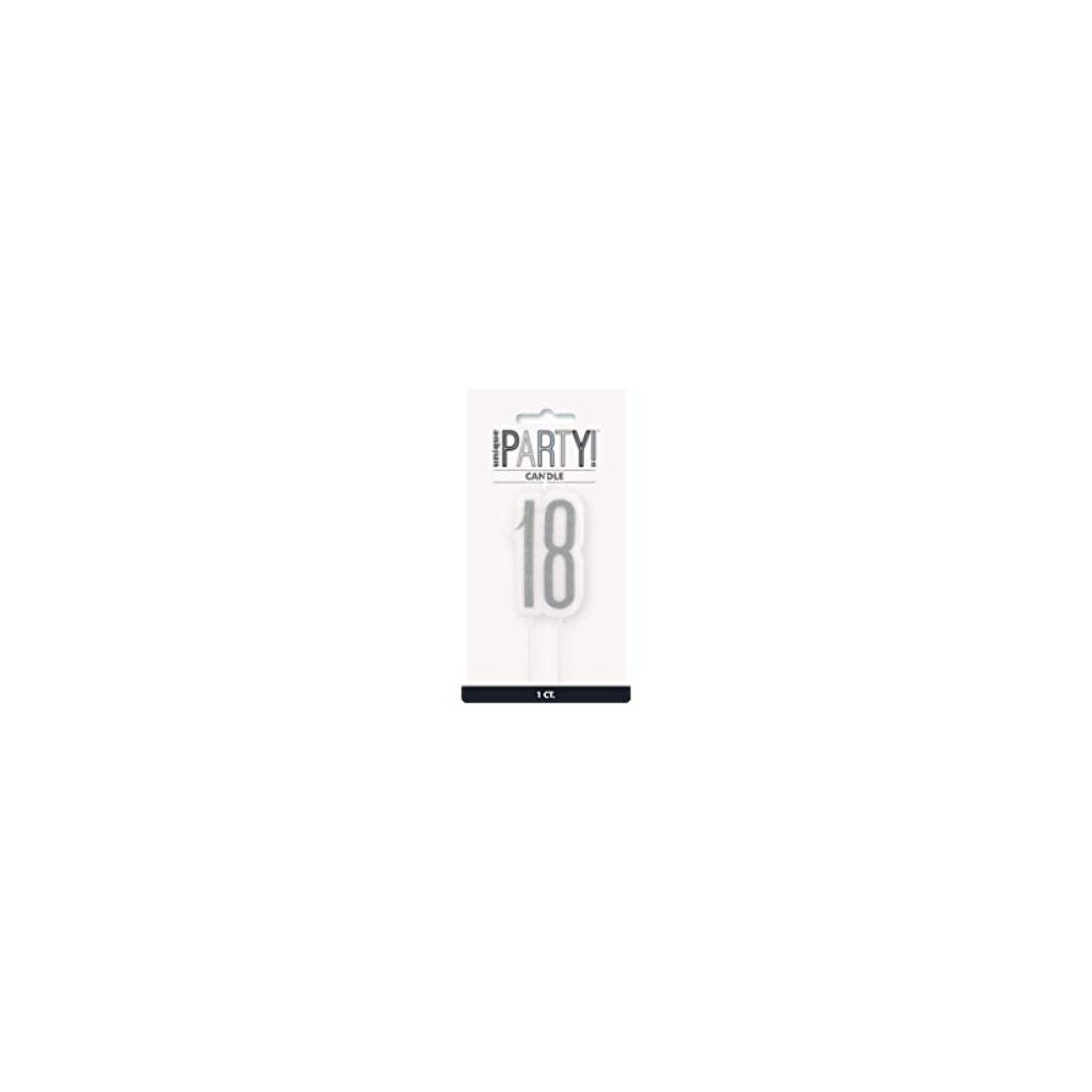 Свічка цифра "18", срібна
