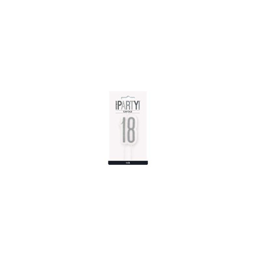 Свічка цифра "18", срібна