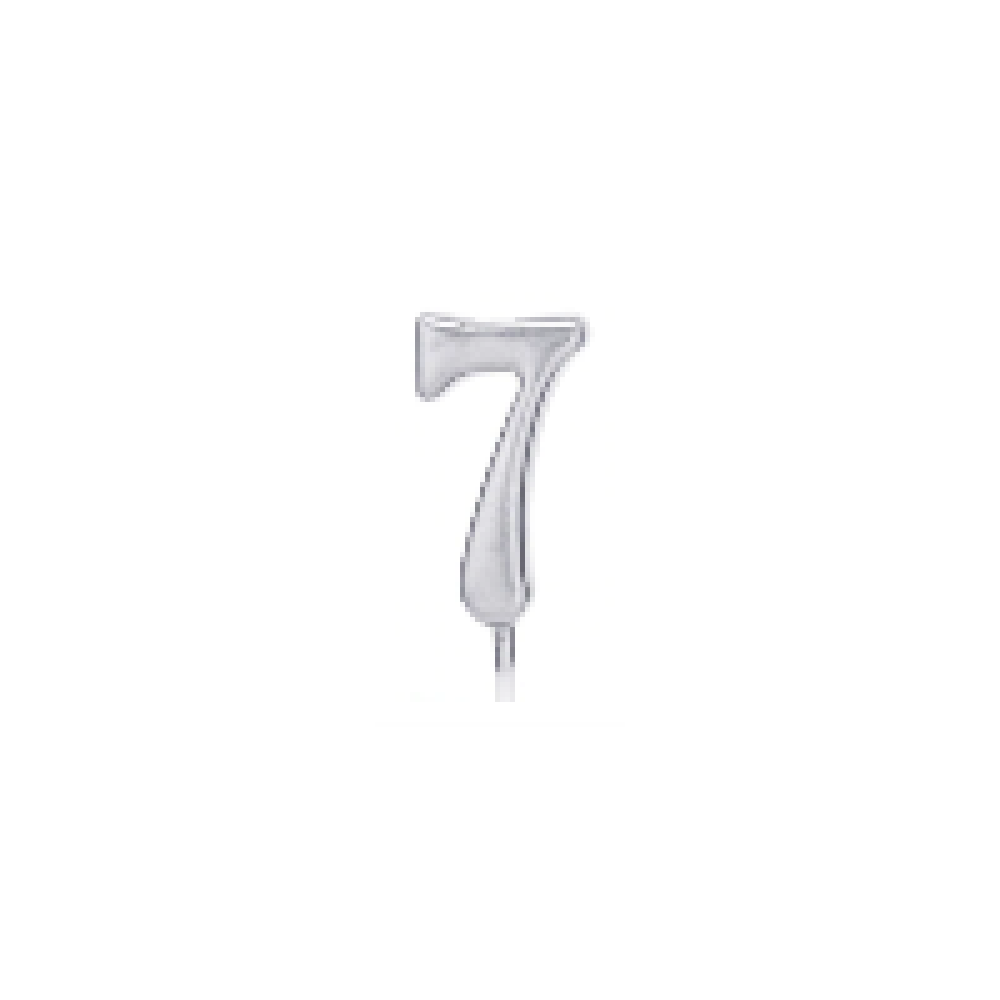 Свічка цифра "7", срібна - 2