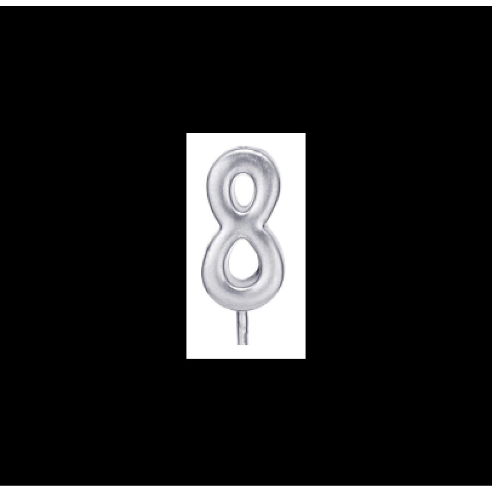 Свічка цифра "8", срібна
