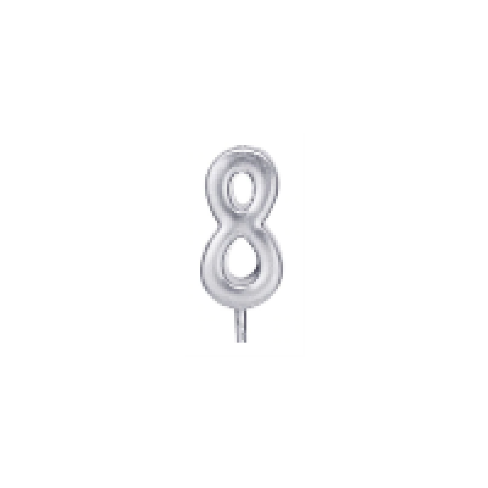 Свічка цифра "8", срібна - 2