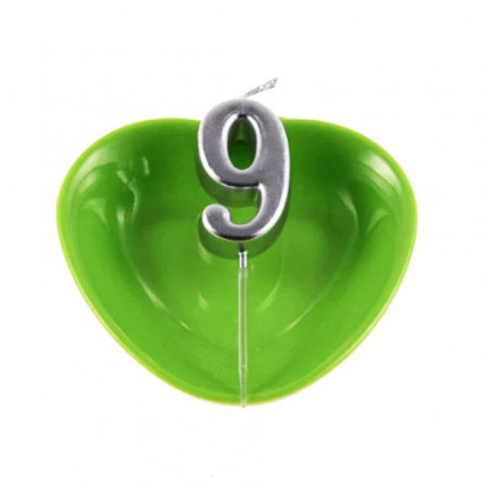 Свічка цифра "9", срібна - 2