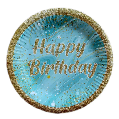 Тарілка «Happy birthday на блакитному»