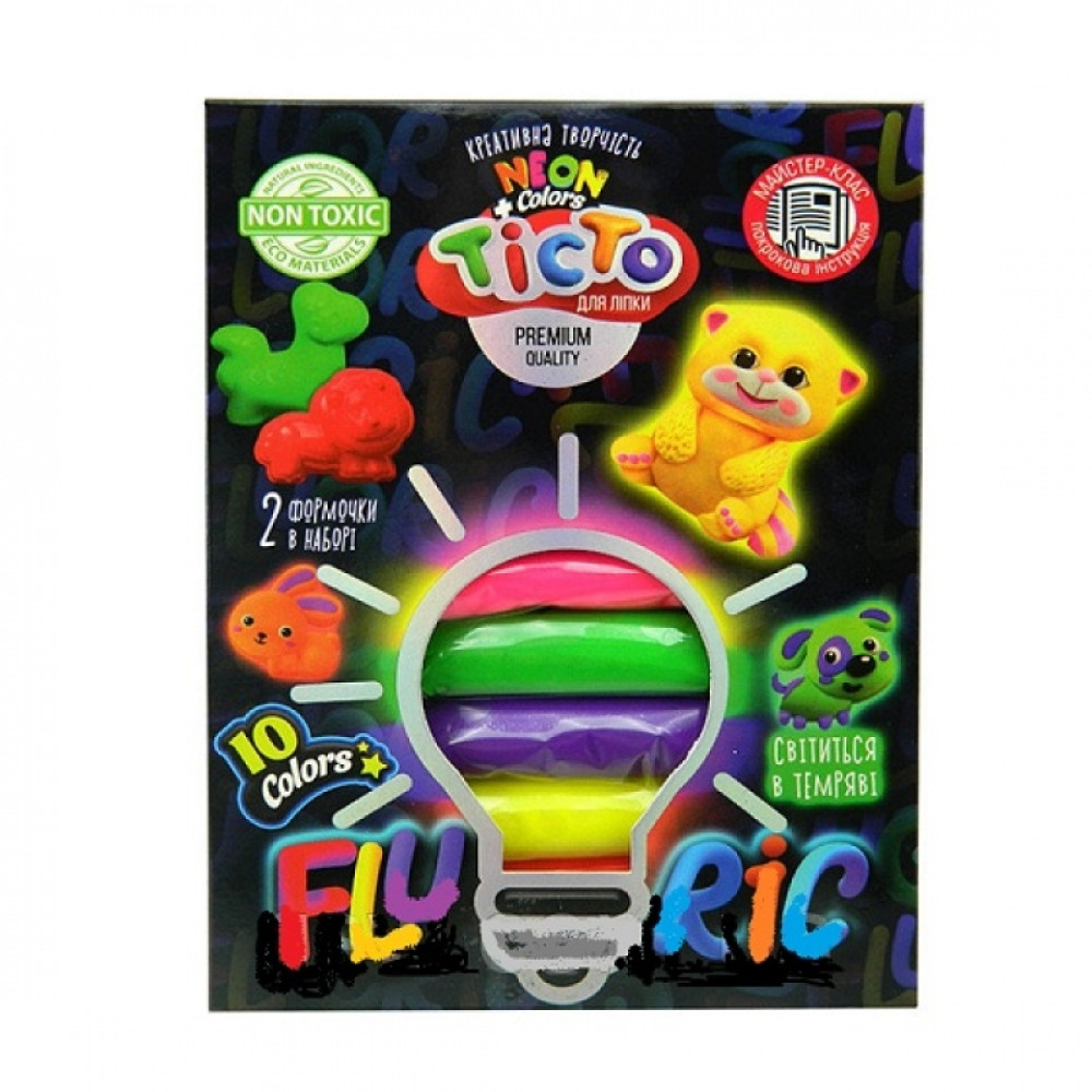 Тісто для ліпки "FLUORIC" 10 кольорів