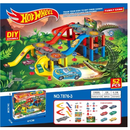 Траса з гірками та паркінгом Hot Wheels 52 деталей T876-3