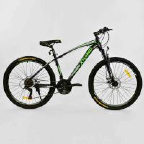 Велосипед Спортивний CORSO X-Turbo 26" дюймів 0015 - 8099 BLACK-GREEN, рама метал 17``, 21 швидкість - 0