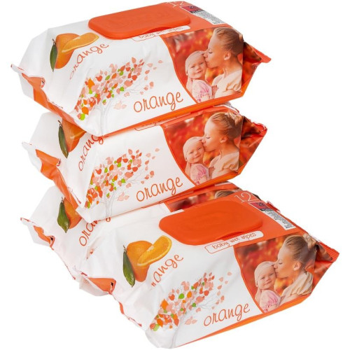 Вологі серветки 120шт ТМ SLEEPY Orange з клапаном 320188