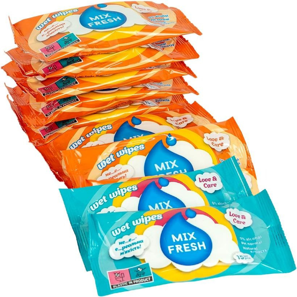 Вологі серветки 15 шт "Mix Fresh" Handy Snow 11273/11271