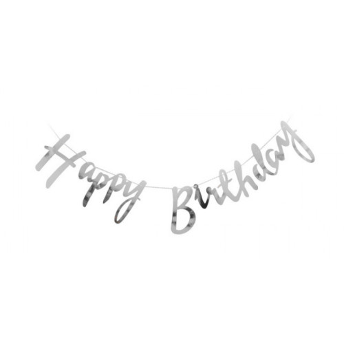 Вивіска Happy Birthday Розписна Декор - срібло 08076