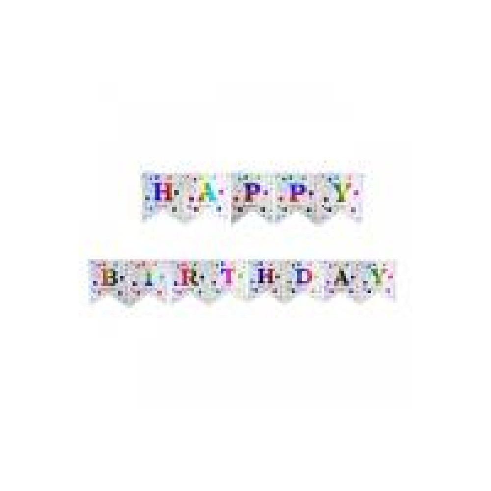 Вивіска-прапорці Happy Birthday подарунки, кульки срібло 2,5 метра 13229 - 0