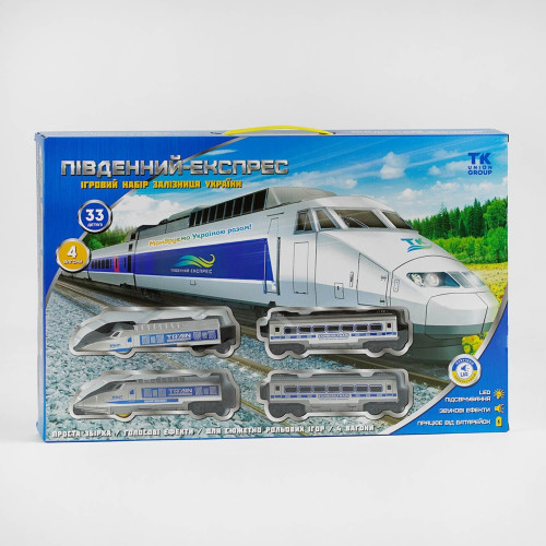 Залізниця TK 71101 (24/2) "TK Group", ОЗВУЧУВАННЯ УКРАЇНСЬКОЮ МОВОЮ, LED-підсвічування, голосові ефекти, 4 вагони, у коробці