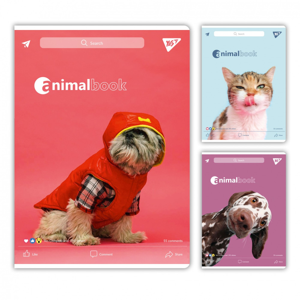 Зошит для записів Animalbook А4 48 клітинка гібрид YES
