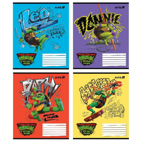 Зошит шкільний Kite Ninja Turtles 12 аркушів коса лінія (NT25-235)