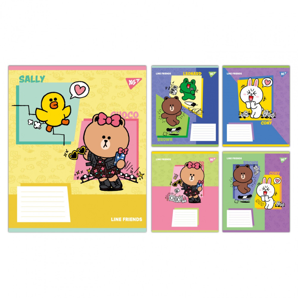 Зошит шкільний Line Friends Funny А5 12 арк коса лінія Yes