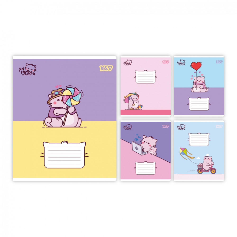 Зошит шкільний Yes Pembe the Cat А5 18 аркушів клітинка