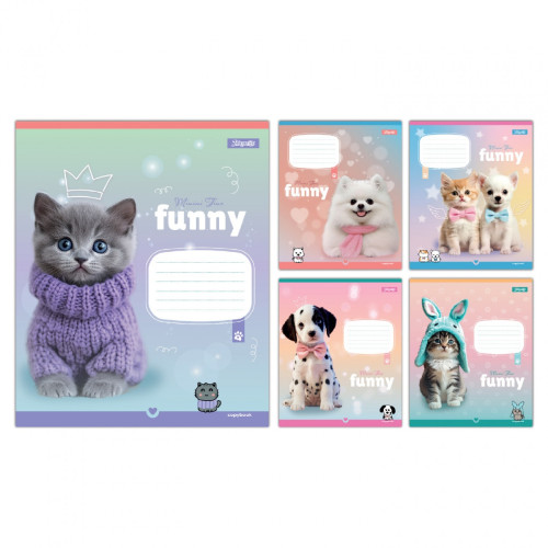 Зошит учнівський шкільний 1 Вересня Funny Pets А5 12 аркушів лінія 768209