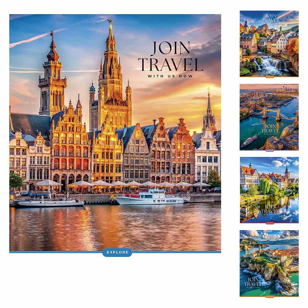 Зошит загальний Join Travel 96 арк у лінію УФ-лак Школярик