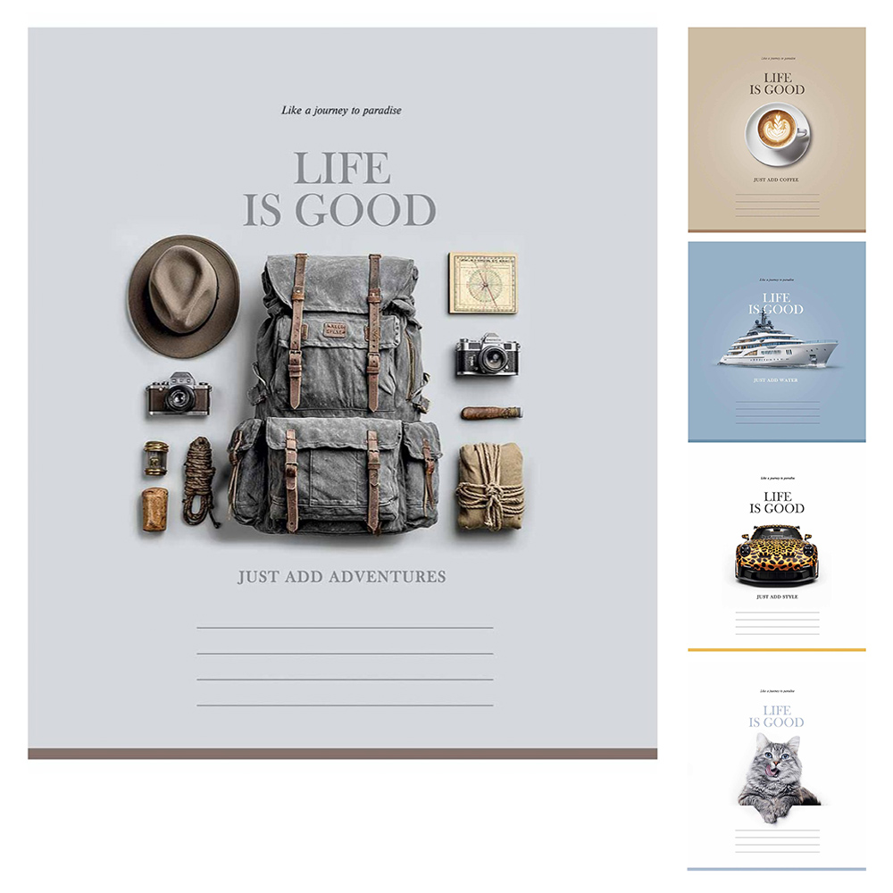 Зошит загальний LIfe is good, 36 арк, у клітинку, Школярик